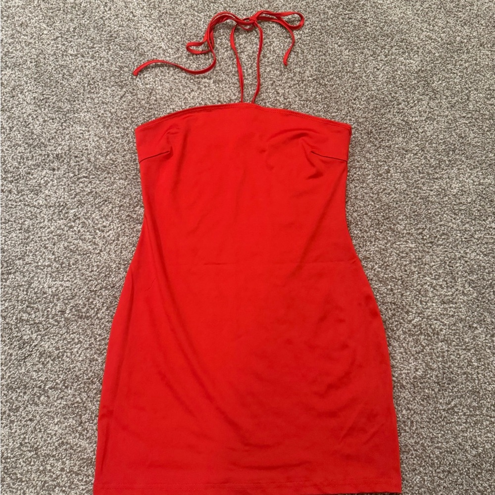 Peppermayo Red Halter Mini Dress